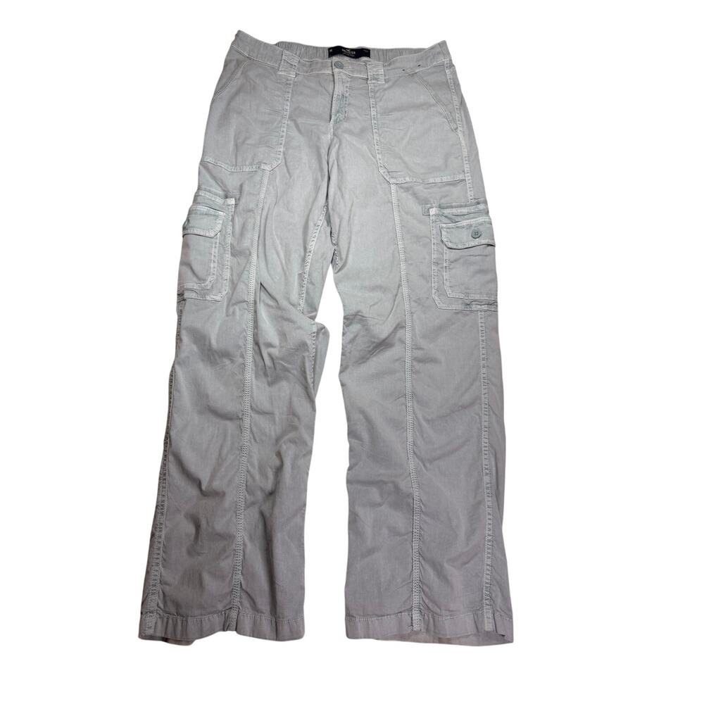 Hollister Womens Low Rise Baggy Cargo Pants M Blue Gray Y2K Utility